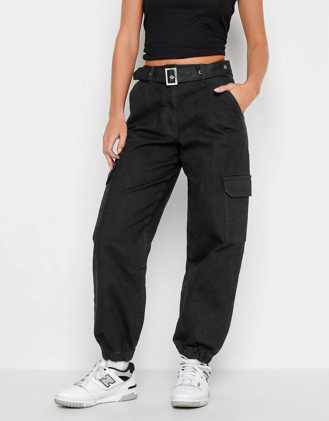 Petite Belted Cuff Jogger - Black, 2 of 1