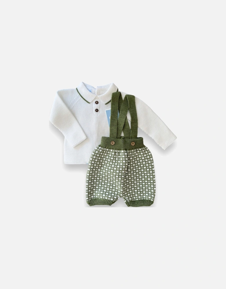 Olive Knitted Dungaree Set