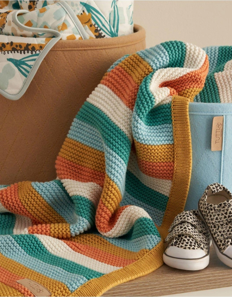Chunky Striped Knitted Baby Blanket - Run Wild - Multi