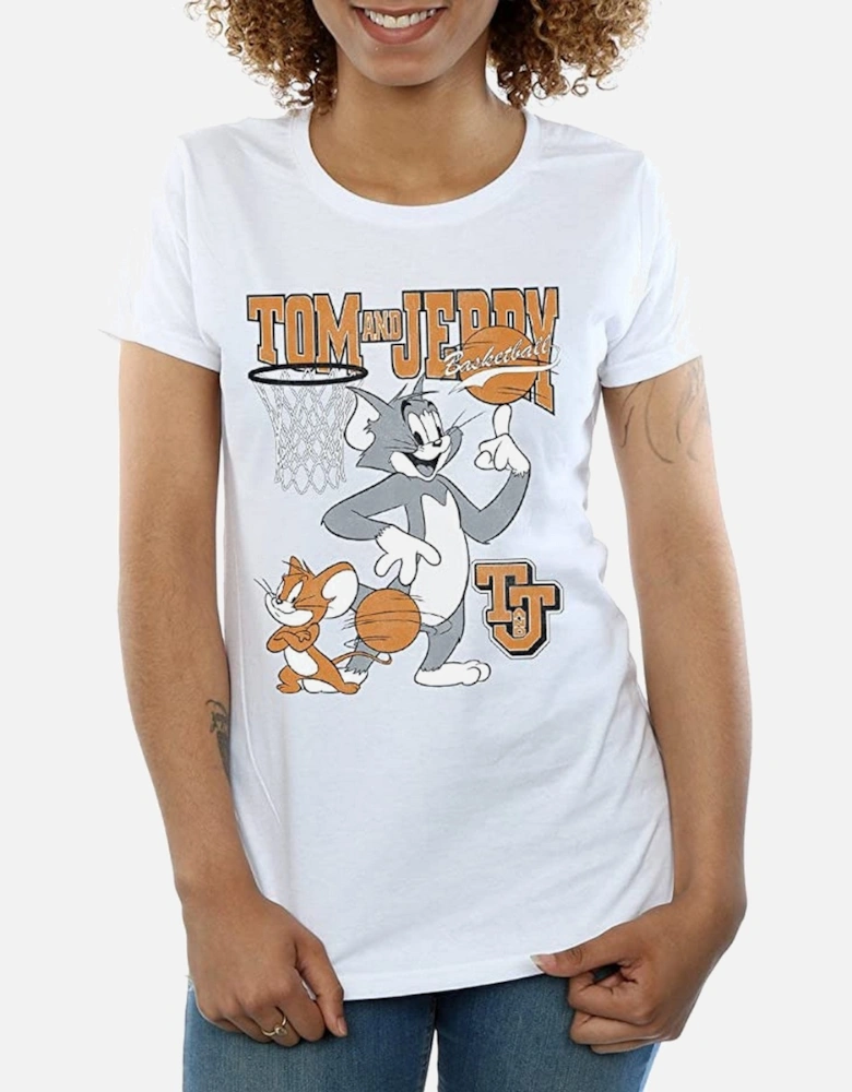 Tom and Jerry Womens/Ladies Spinning Basketball Cotton Boyfriend T-Shirt