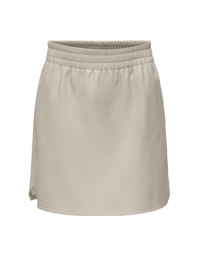 Girls Faux Leather Skirt - Pumice Stone