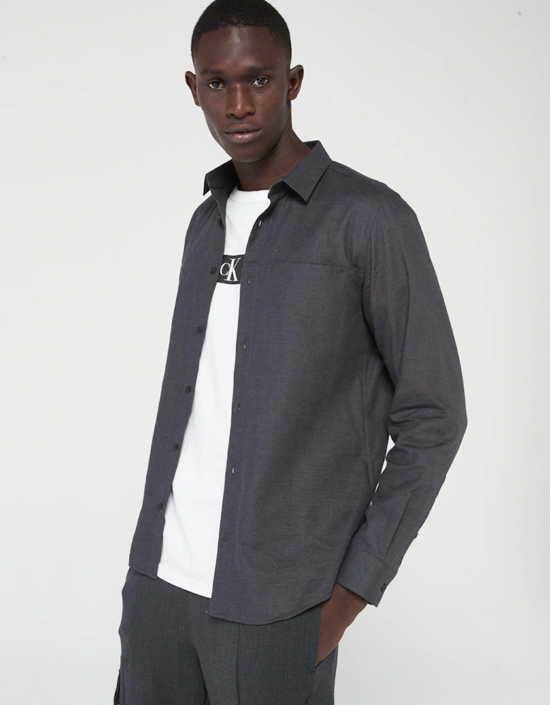 Flannel Solid Shirt - Grey 