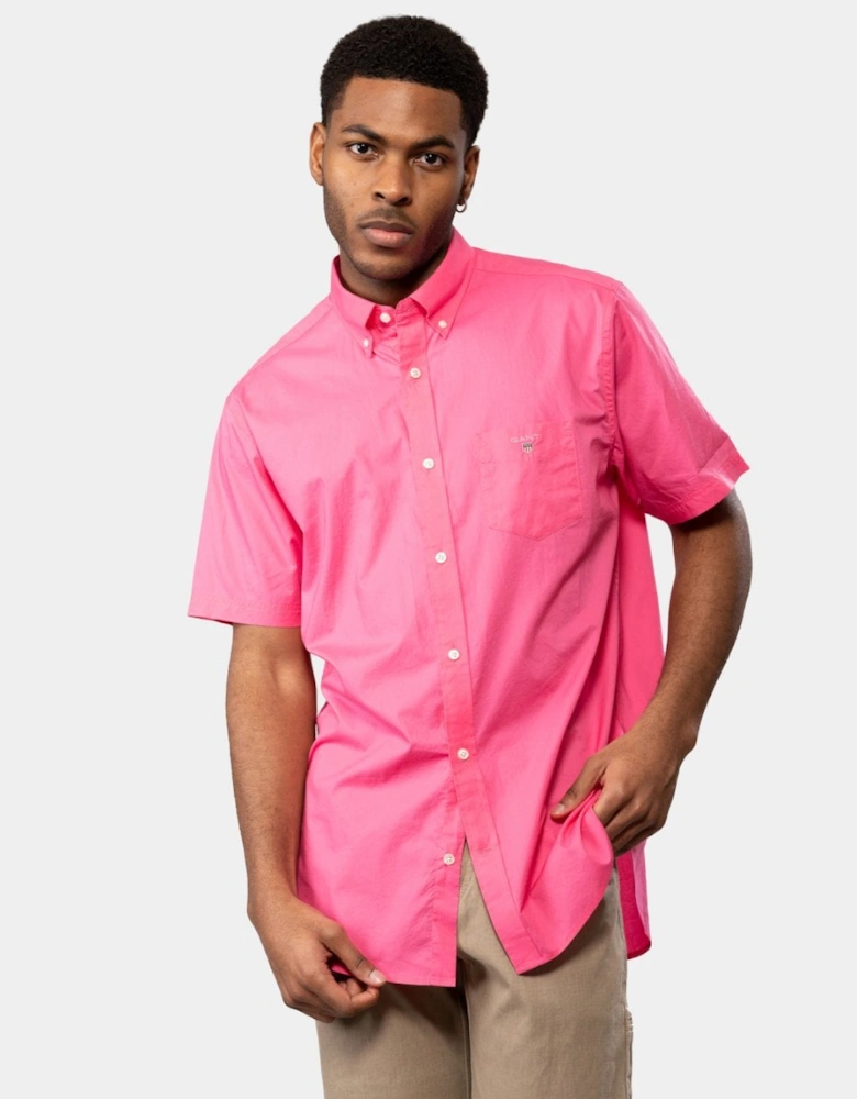 Regular Broadcloth Short Sleeve Button Down Mens Shirt