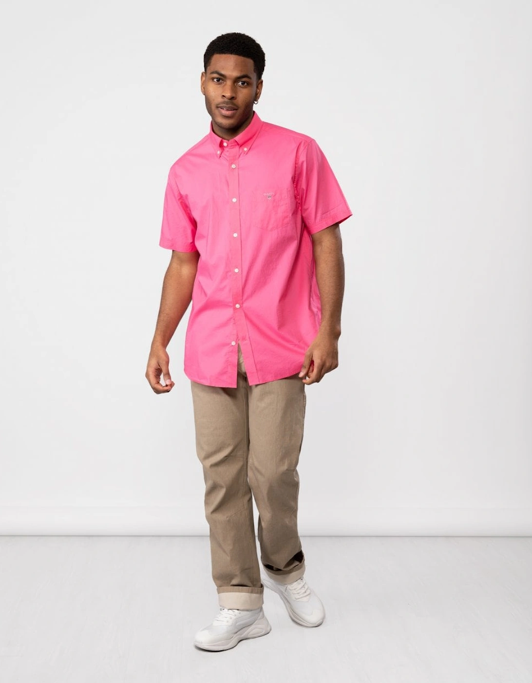 Regular Broadcloth Short Sleeve Button Down Mens Shirt