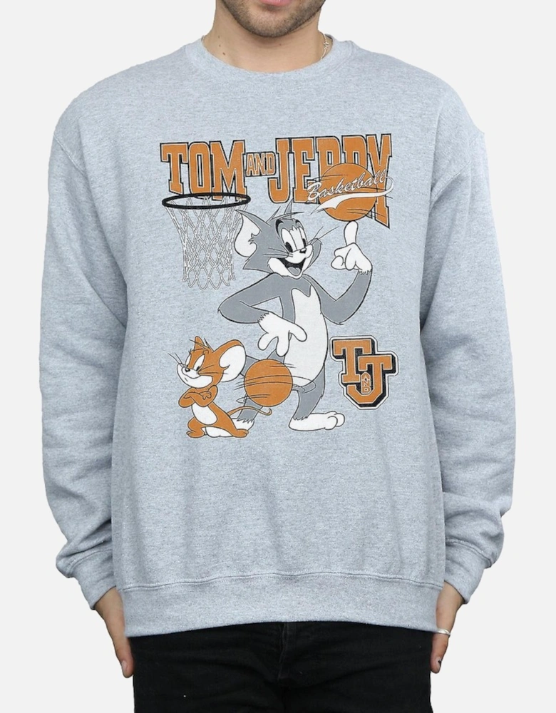 Tom and Jerry Mens Spinning Basketball Sweatshirt
