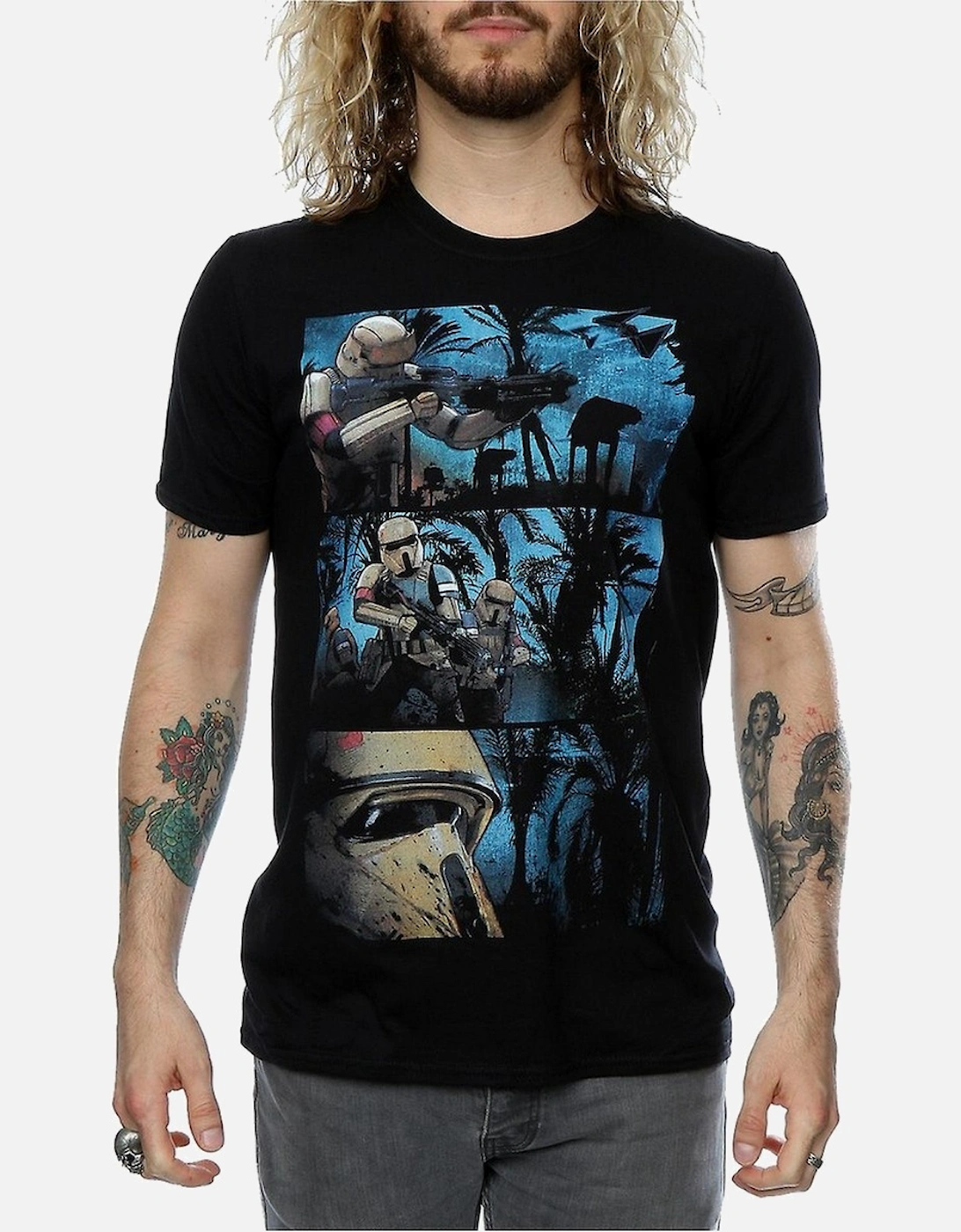 Star Wars: Rogue One Mens Shoretrooper Comic Strip Cotton T-Shirt, 6 of 5
