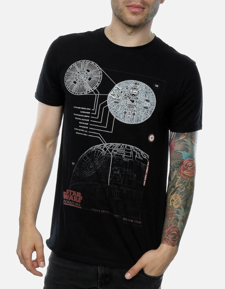 Star Wars: Rogue One Mens Death Star Plans Cotton T-Shirt