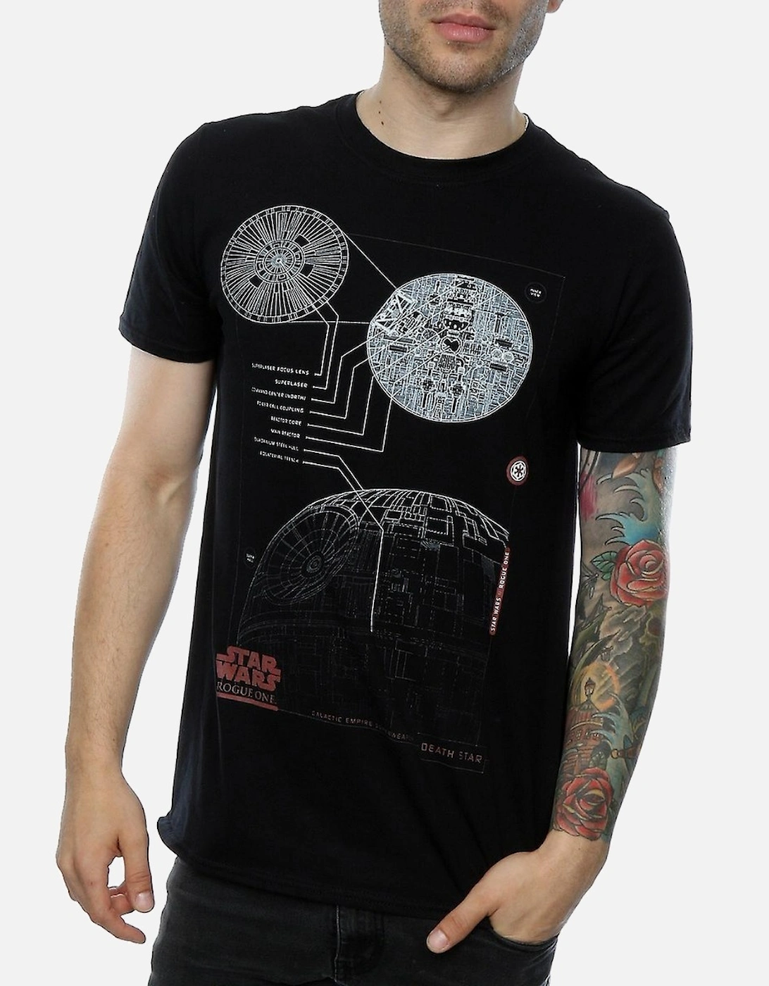 Star Wars: Rogue One Mens Death Star Plans Cotton T-Shirt, 6 of 5