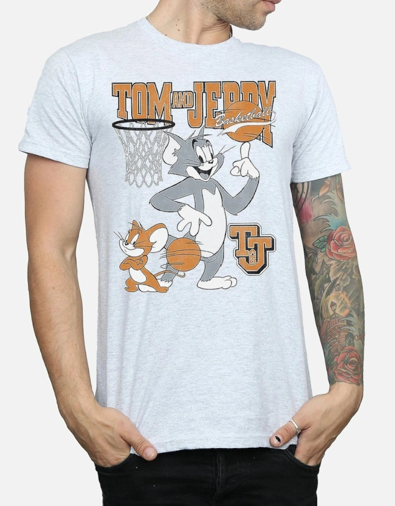 Tom and Jerry Mens Spinning Basketball T-Shirt