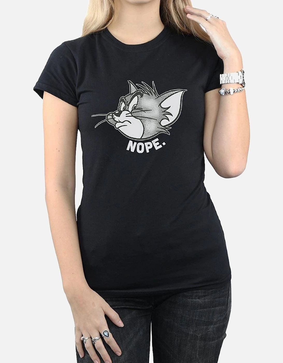 Tom and Jerry Womens/Ladies Nope Face Cotton Boyfriend T-Shirt, 6 of 5