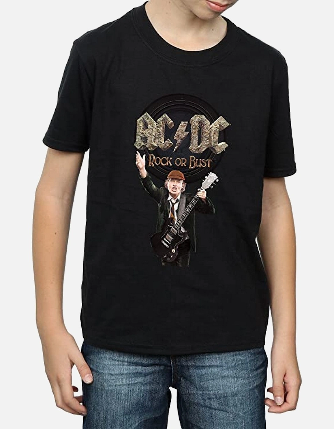Boys Rock Or Bust Angus Young Cotton T-Shirt, 6 of 5