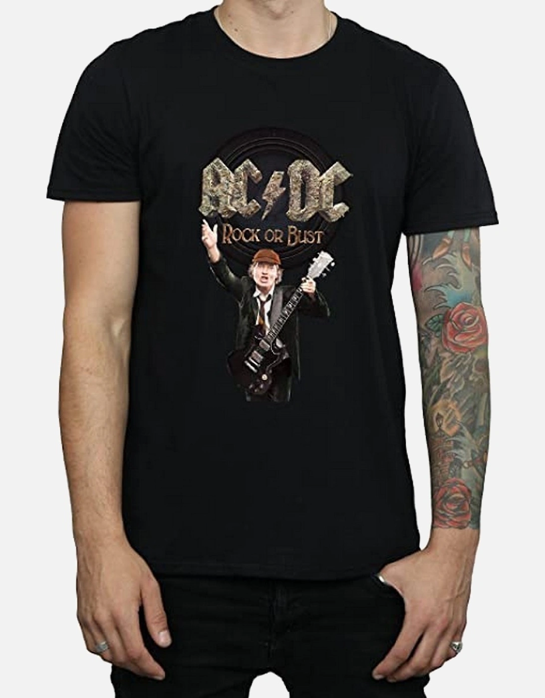 Mens Rock Or Bust Angus Young Cotton T-Shirt, 6 of 5