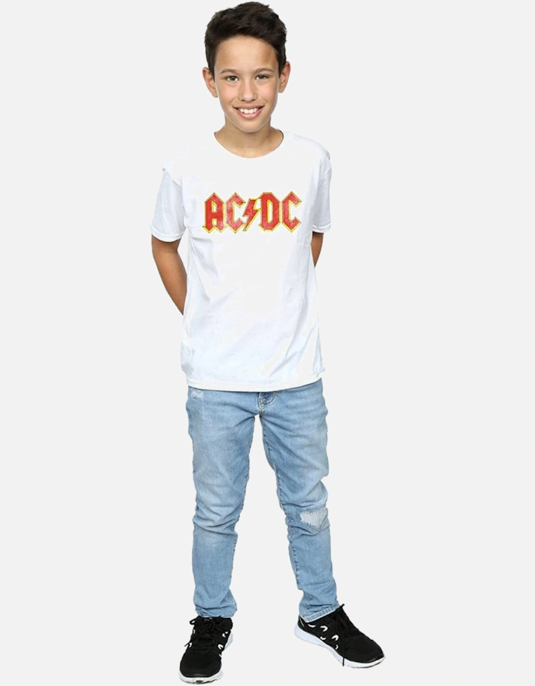 Boys Distressed Cotton Logo T-Shirt