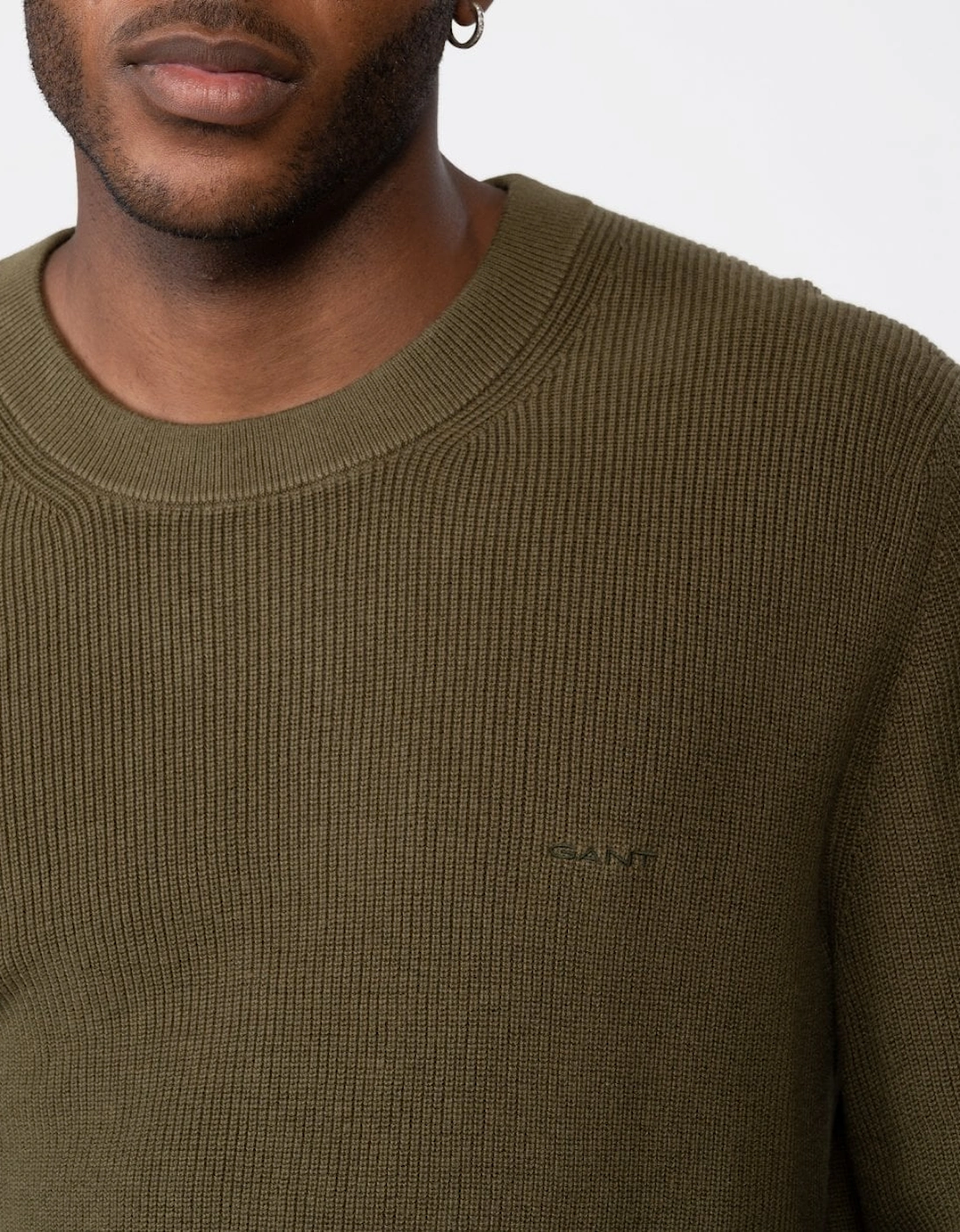 Mens Cotton Wool Rib Crew Neck Jumper