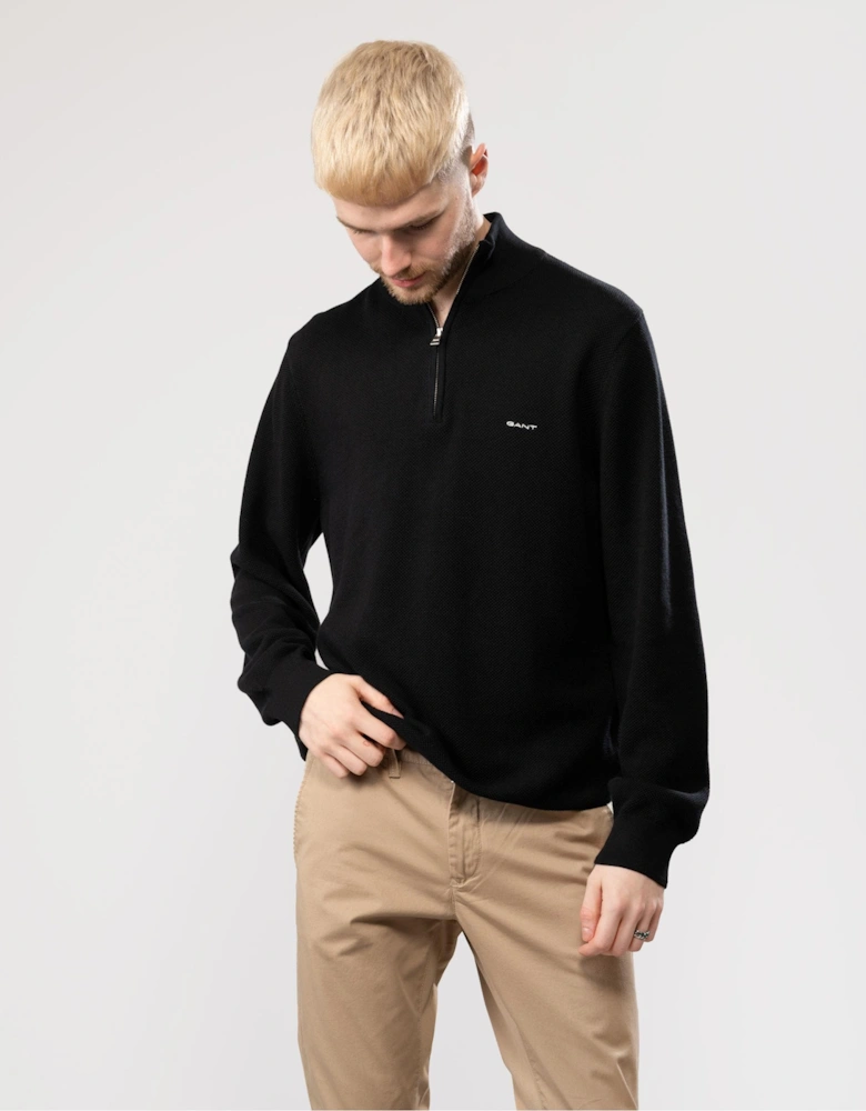 Mens Cotton Pique Half Zip Jumper