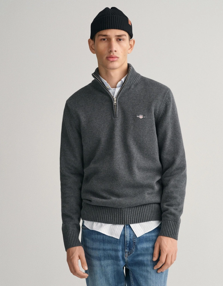 Mens Casual Cotton Half Zip Jumper
