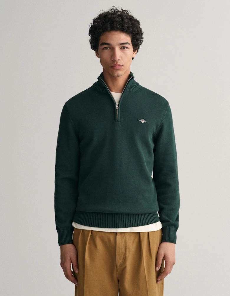 Mens Casual Cotton Half Zip Jumper