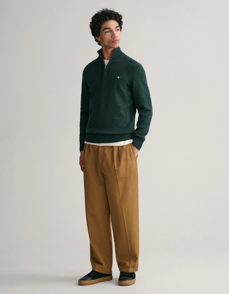 Mens Casual Cotton Half Zip Jumper