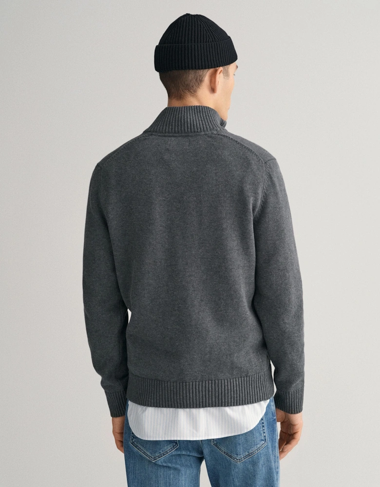 Mens Casual Cotton Half Zip Jumper