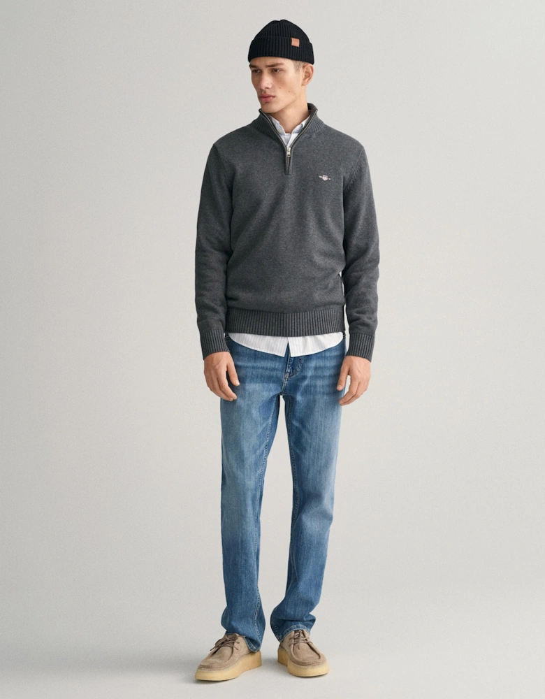 Mens Casual Cotton Half Zip Jumper
