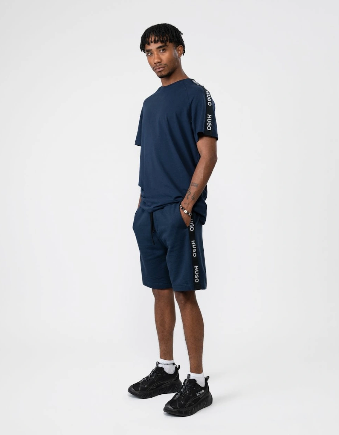 Sporty Logo Tape Mens Loungewear Shorts