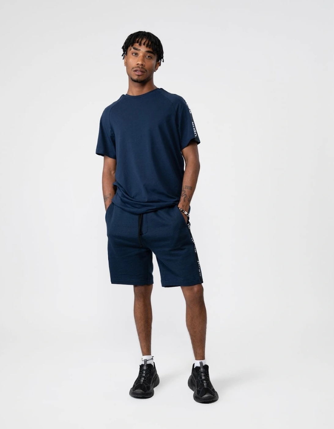 Sporty Logo Tape Mens Loungewear Shorts, 5 of 4
