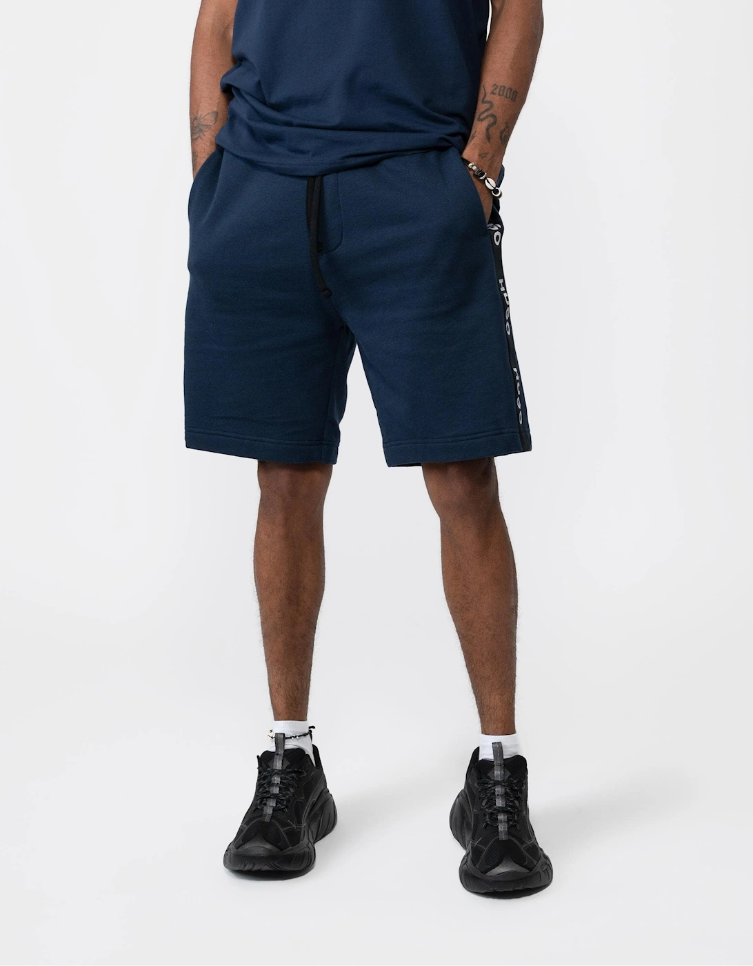 Sporty Logo Tape Mens Loungewear Shorts