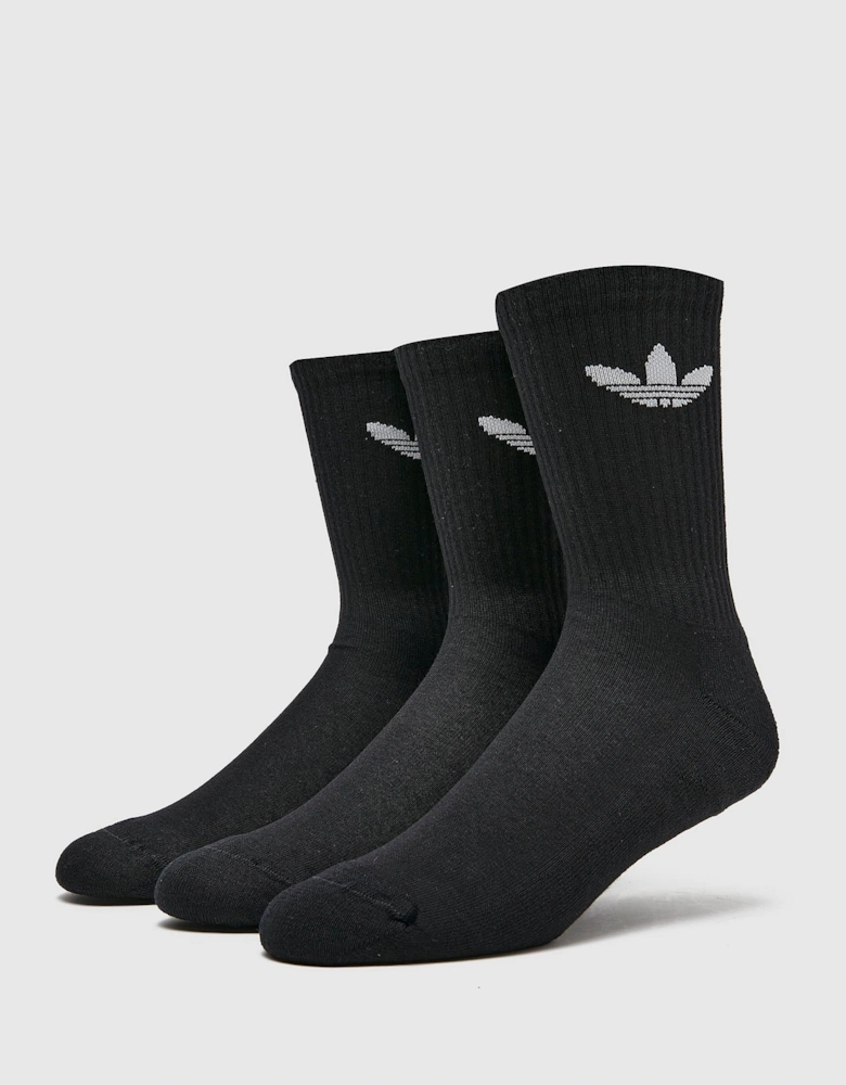 Mens 3-Pack Cushioned Trefoil Crew Socks - Mens Cushioned Trefoil Mid-Cut Crew Socks 3-Pack