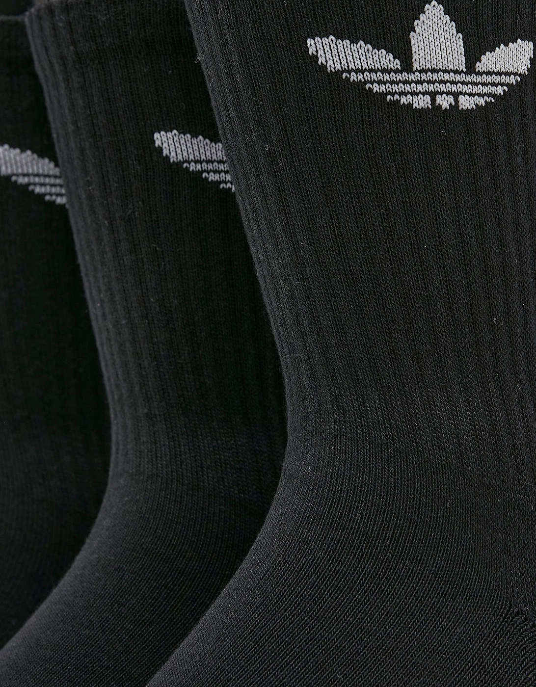 Mens 3-Pack Cushioned Trefoil Crew Socks - Mens Cushioned Trefoil Mid-Cut Crew Socks 3-Pack