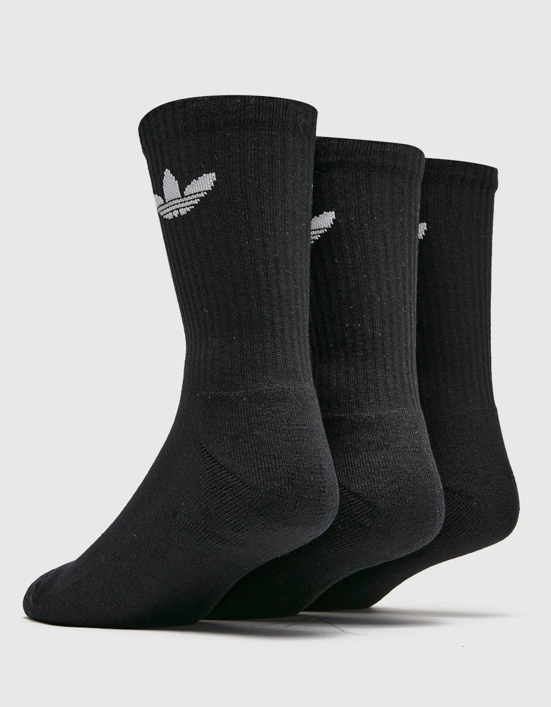 Mens 3-Pack Cushioned Trefoil Crew Socks - Mens Cushioned Trefoil Mid-Cut Crew Socks 3-Pack