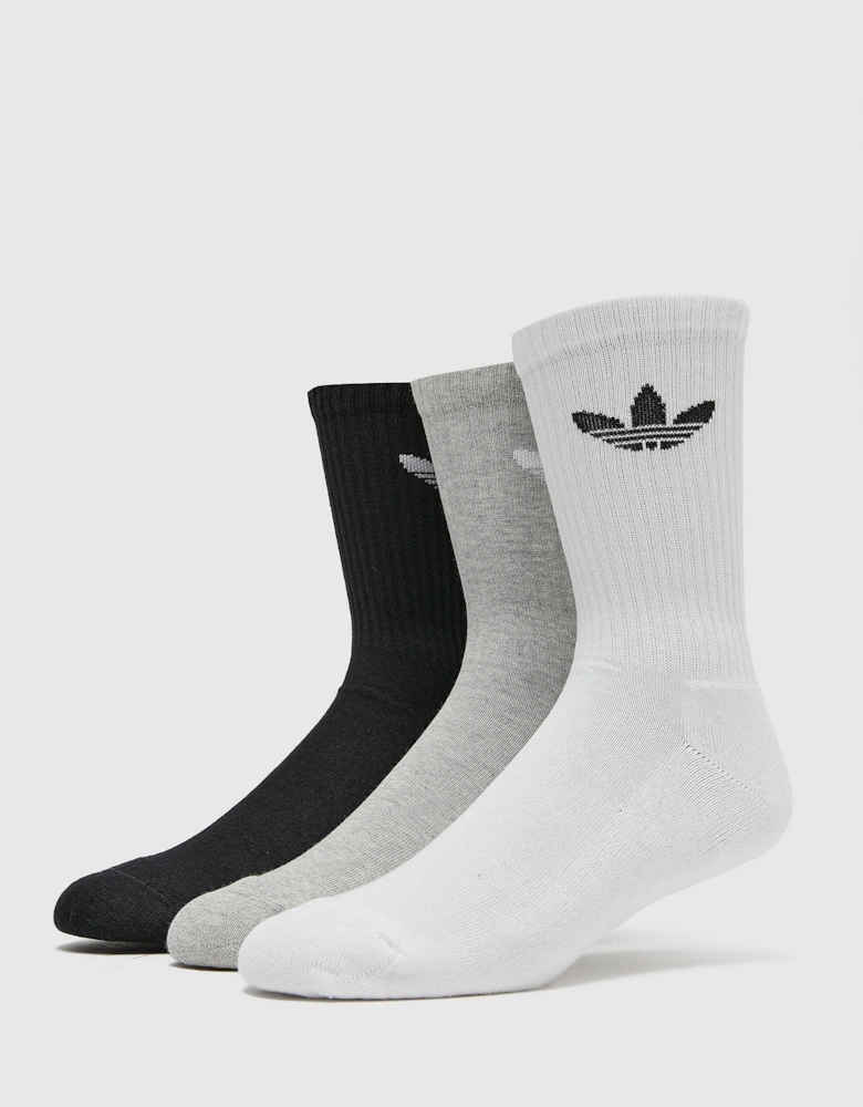 Mens Cushioned Trefoil Mid-Cut Crew Socks 3-Pack