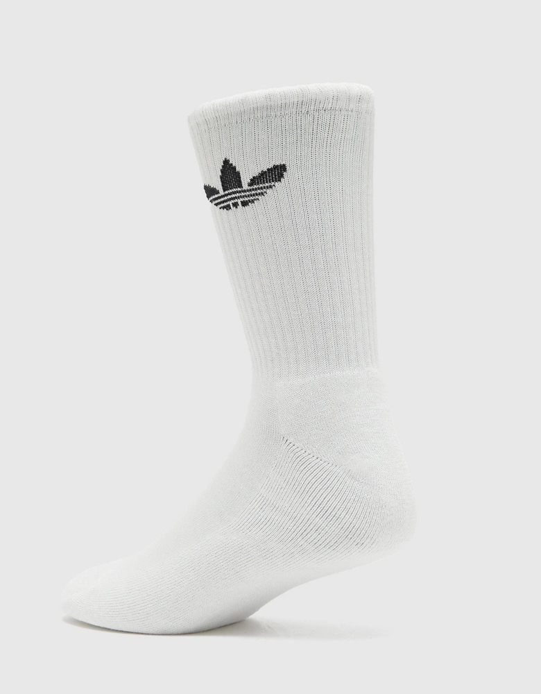 Mens 3-Pack Cushioned Trefoil Crew Socks - Mens Cushioned Trefoil Mid-Cut Crew Socks 3-Pack