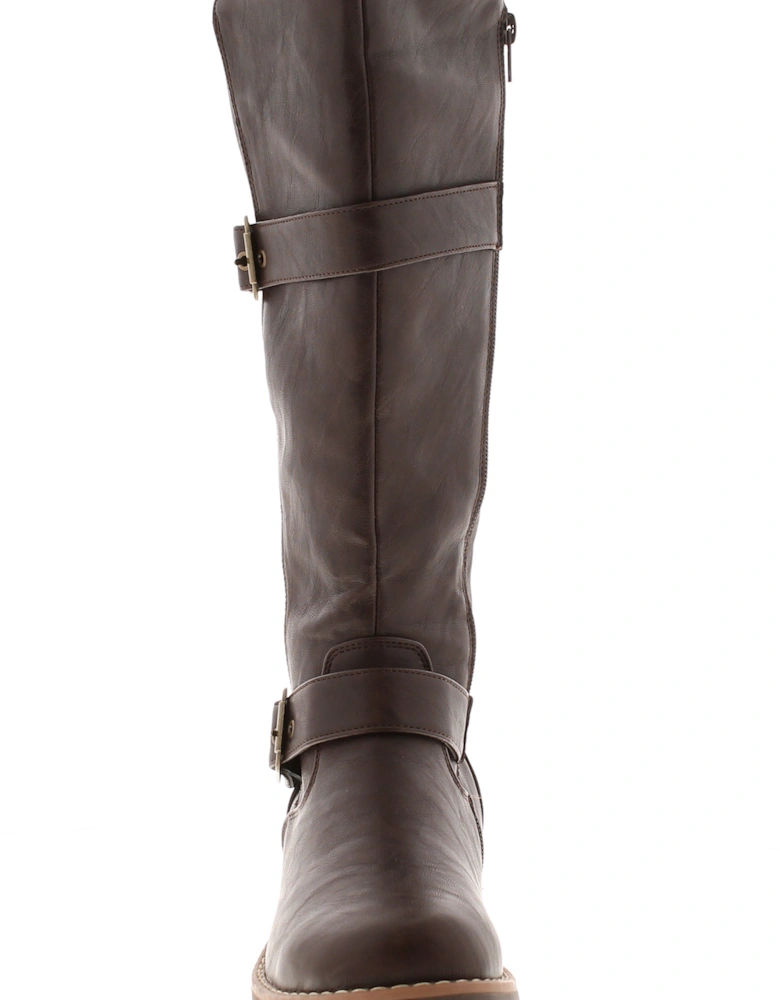 Womens Long Boots Weft Zip brown UK Size