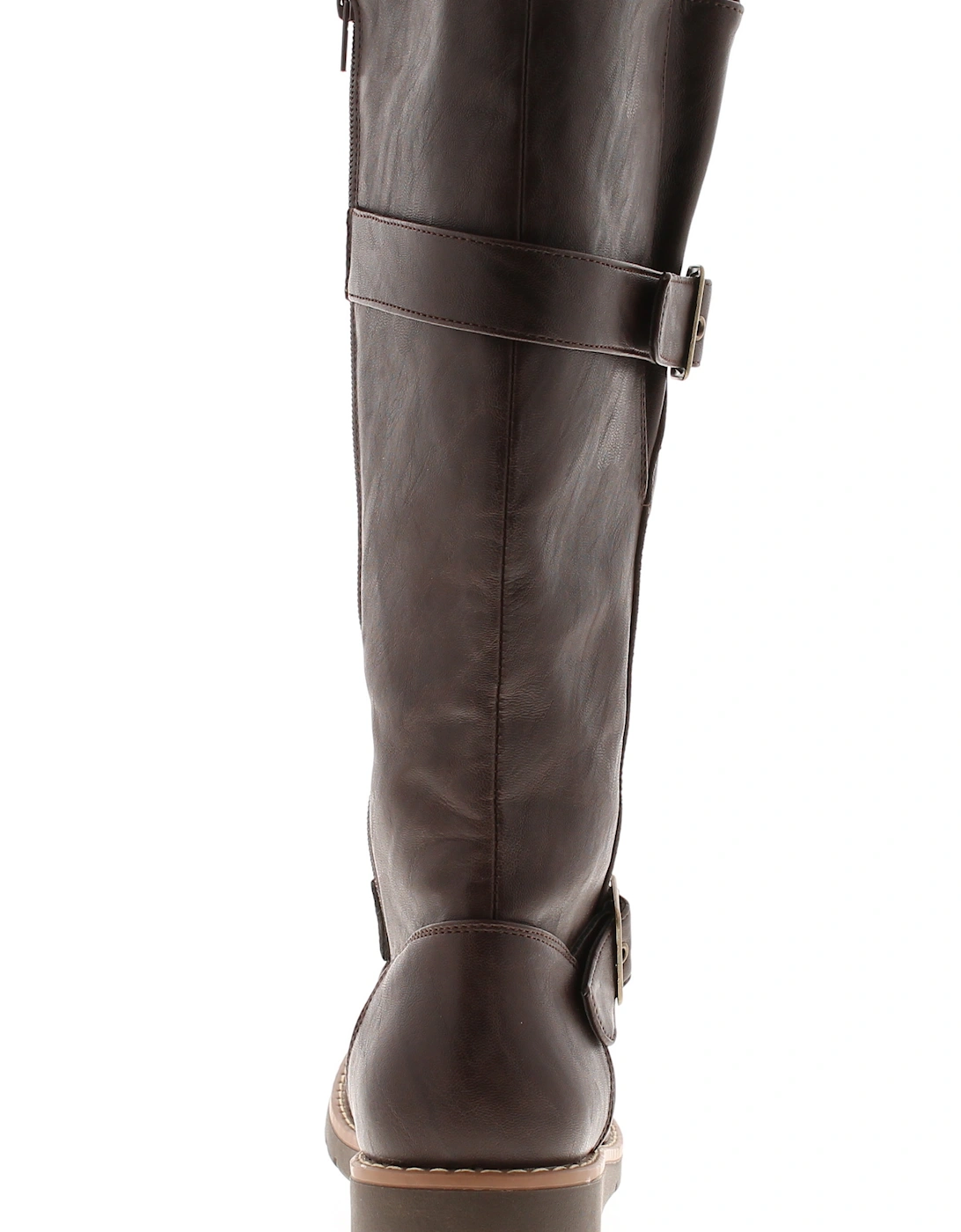 Womens Long Boots Weft Zip brown UK Size