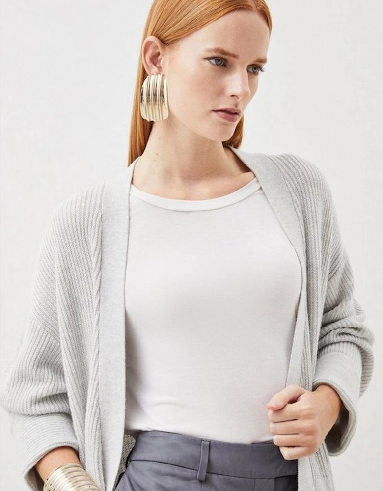 Premium Alpaca Wool Blend Mid Weight Knit Longline Cardigan
