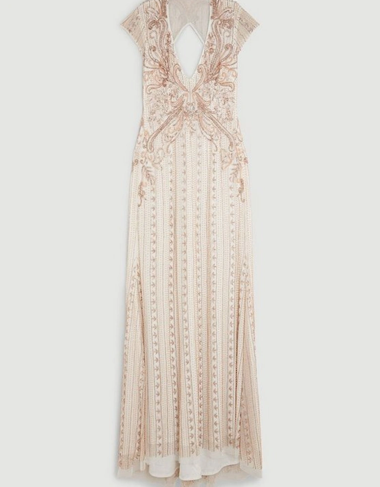 Crystal Embellished Cut Out Maxi Dress