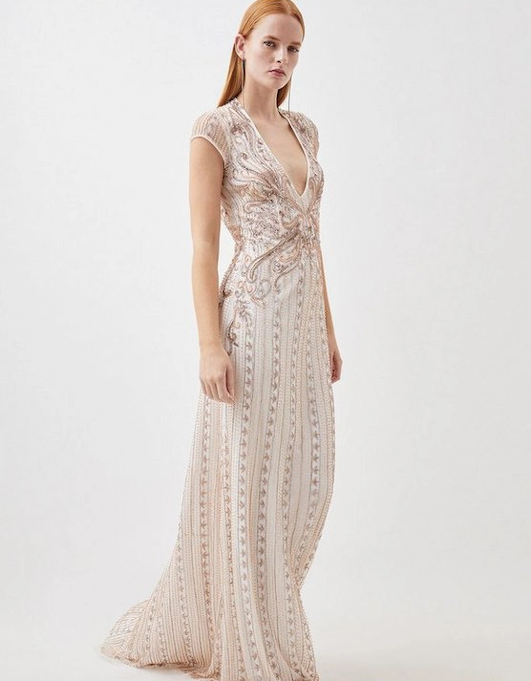 Crystal Embellished Cut Out Maxi Dress