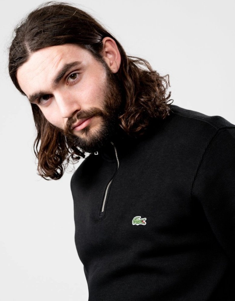 Mens Zippered Stand-Up Collar Cotton Sweatshirt