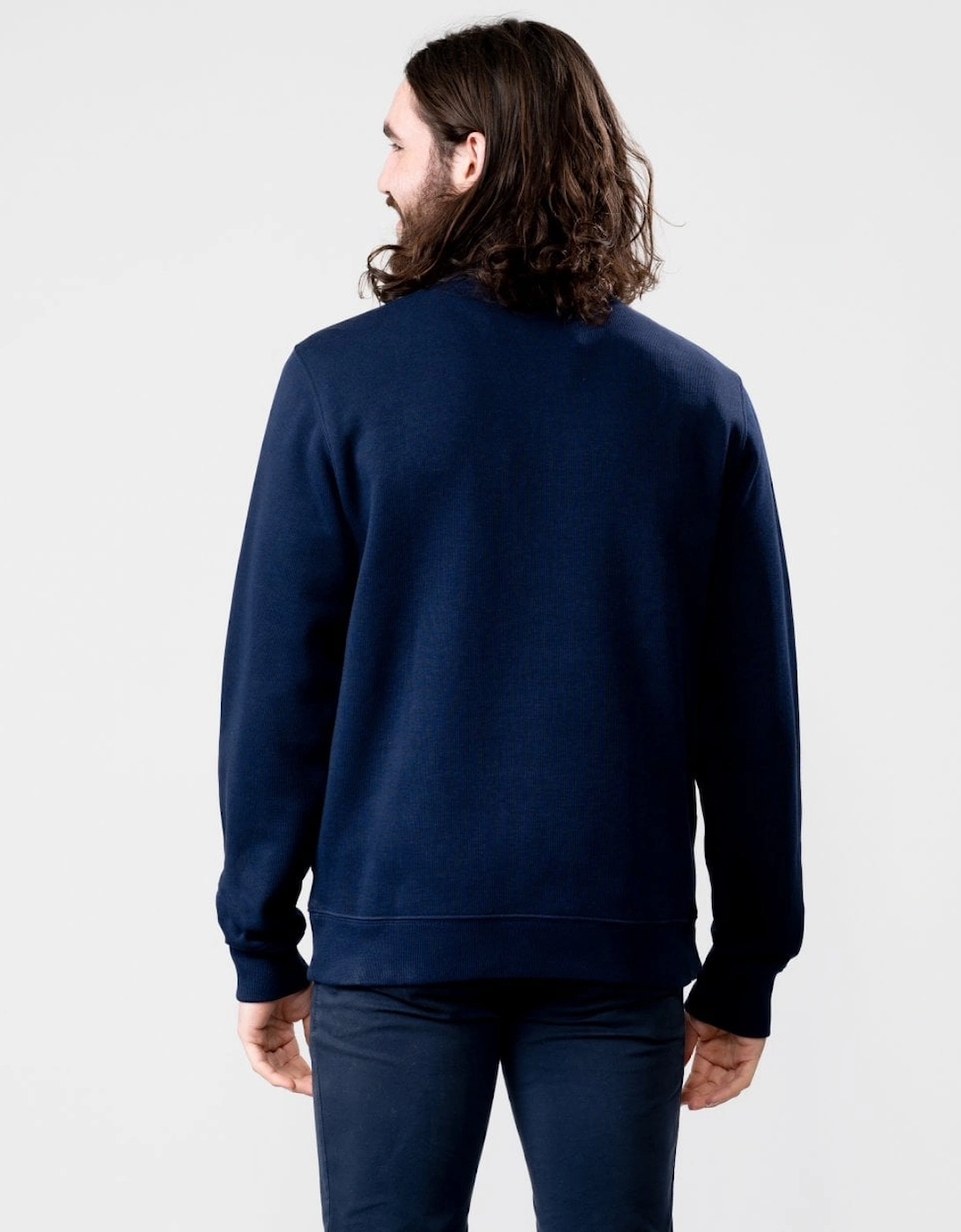 Lactose Mens Zippered Stand-Up Collar Cotton Sweatshirt