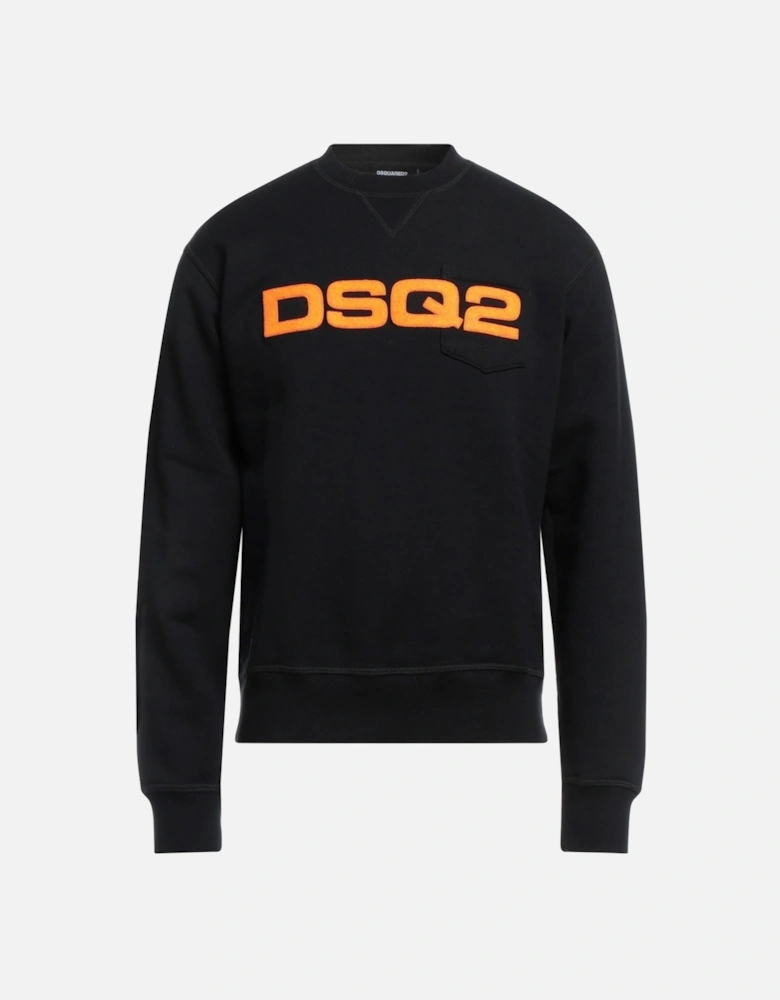 DSQ2 Orange Patch Sweatshirt in Black