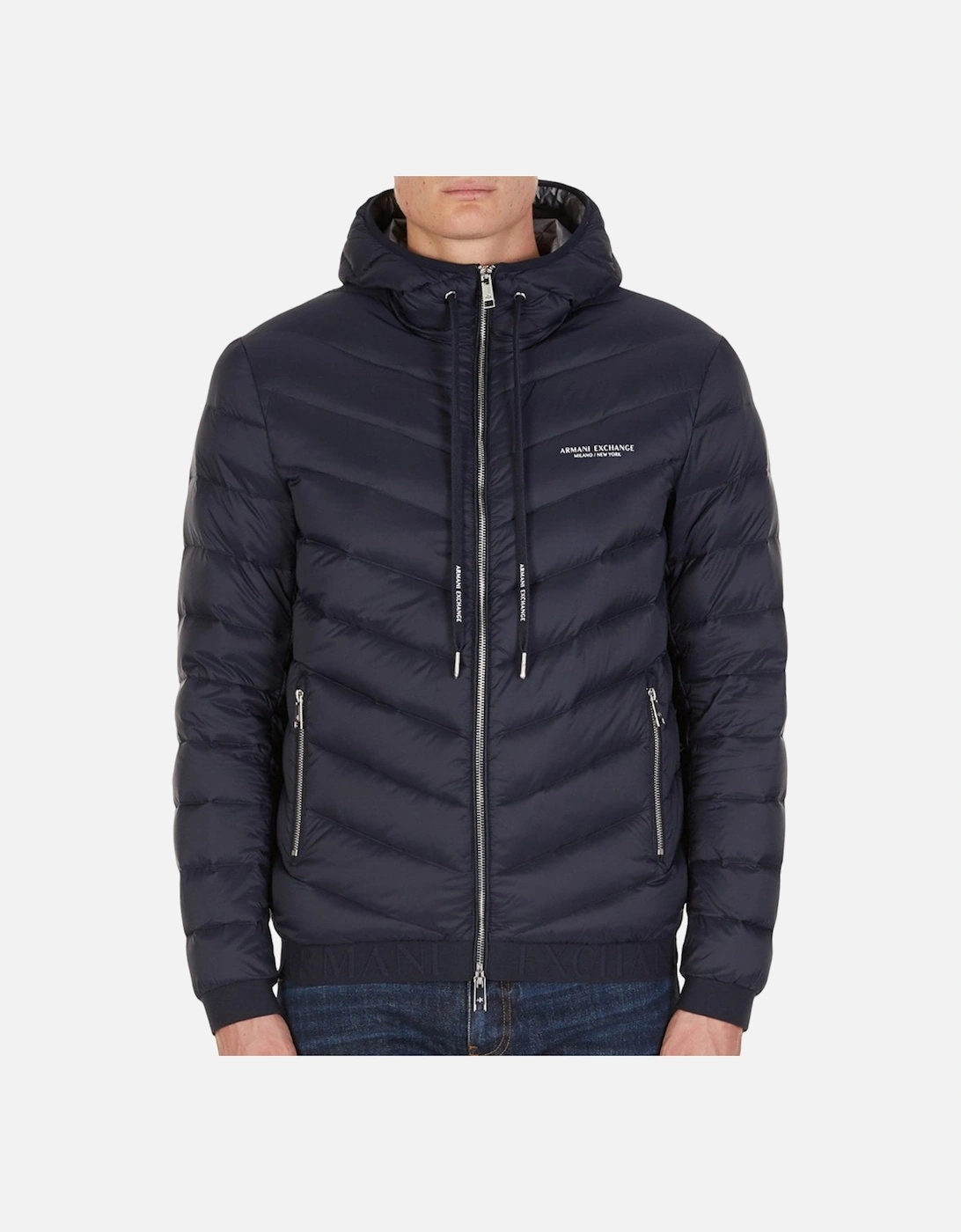 Milano/New York Logo Mens Hooded Down Jacket, 3 of 2