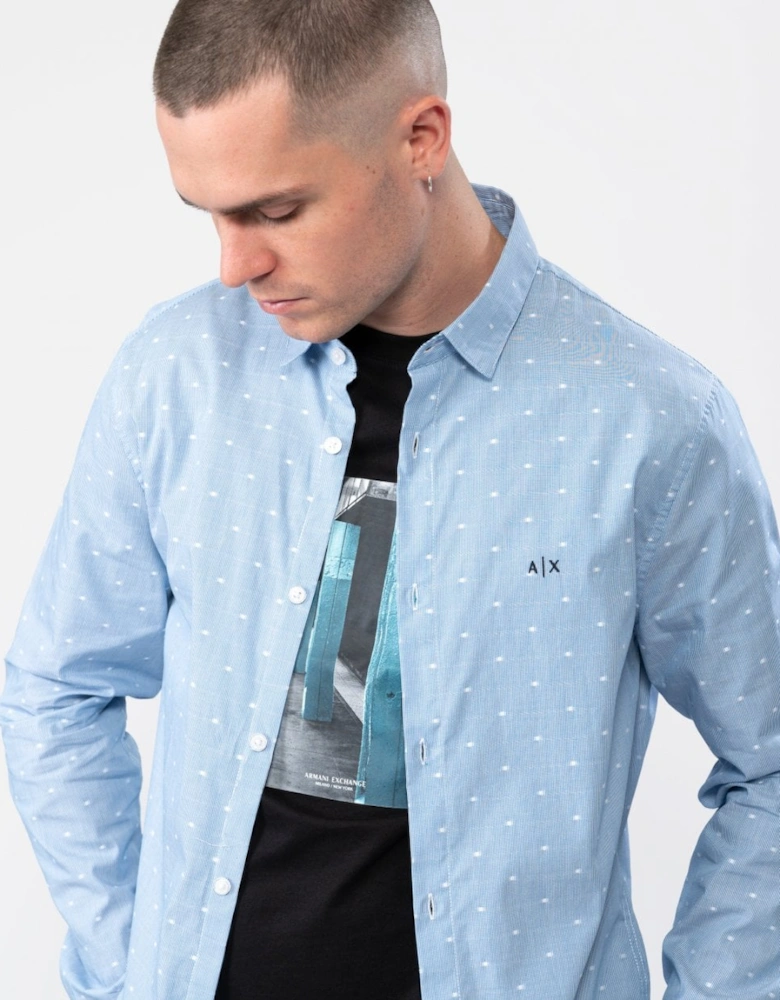 Mens Long Sleeve Spotted Shirt