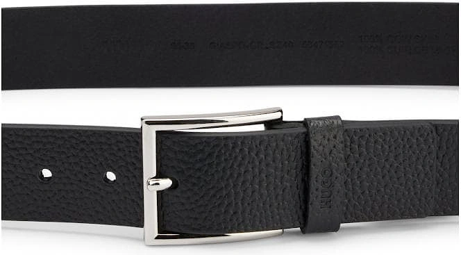 Giaspo Mens Grained-Leather Belt With Logo-Stamped Keeper