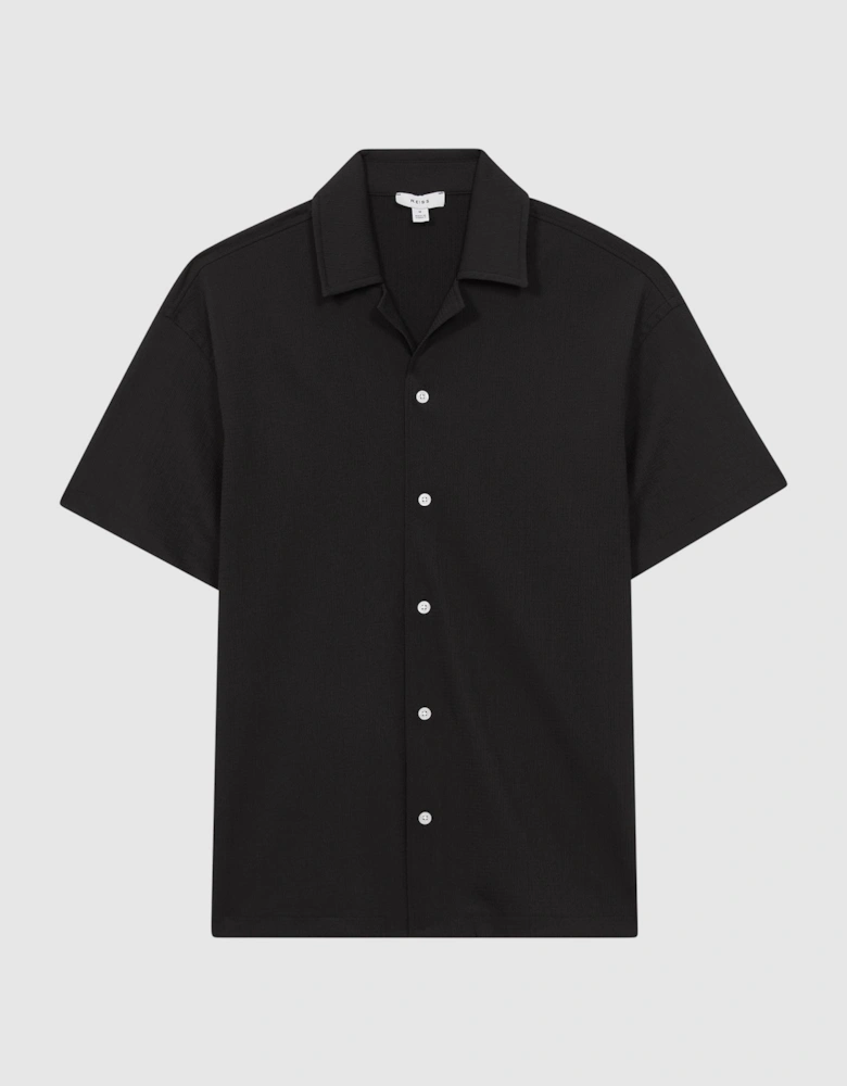 Textured Button-Through T-Shirt