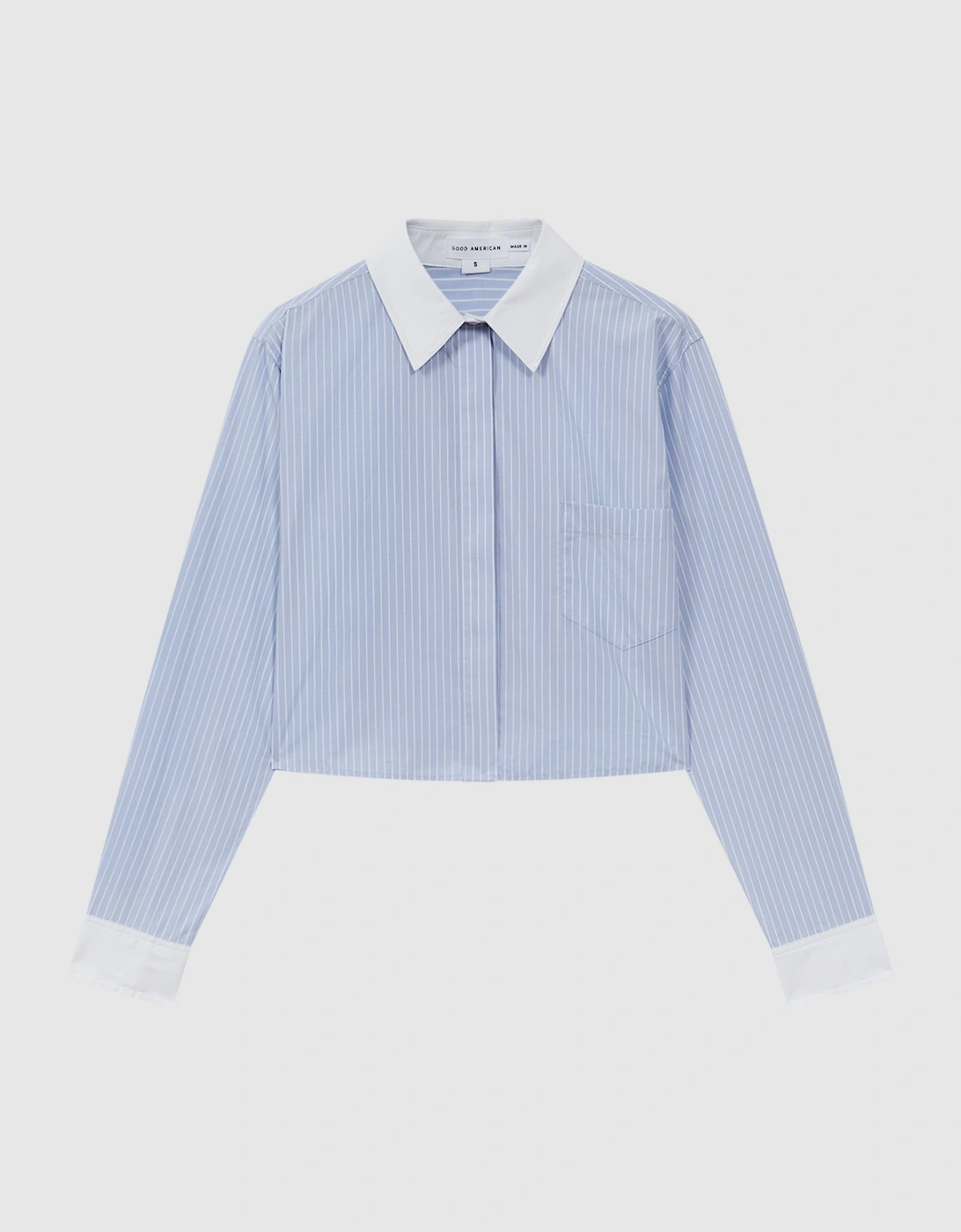 Good American Cotton Cropped Striped Shirt, 2 of 1