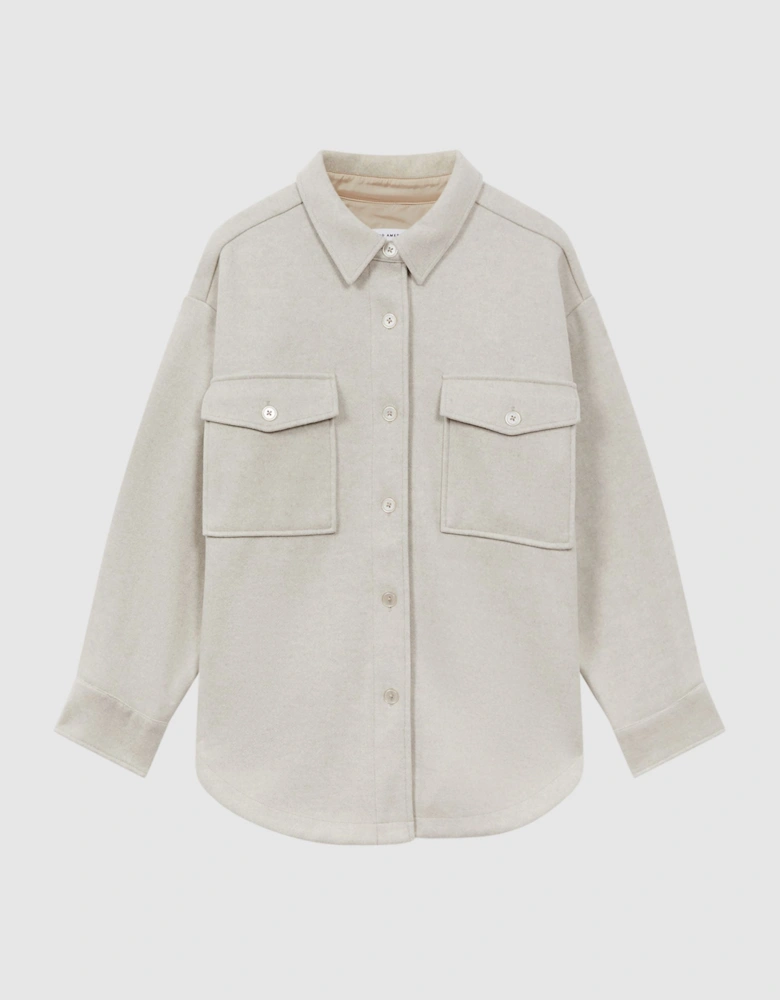 Good American Oversized Brushed Button-Through Shacket