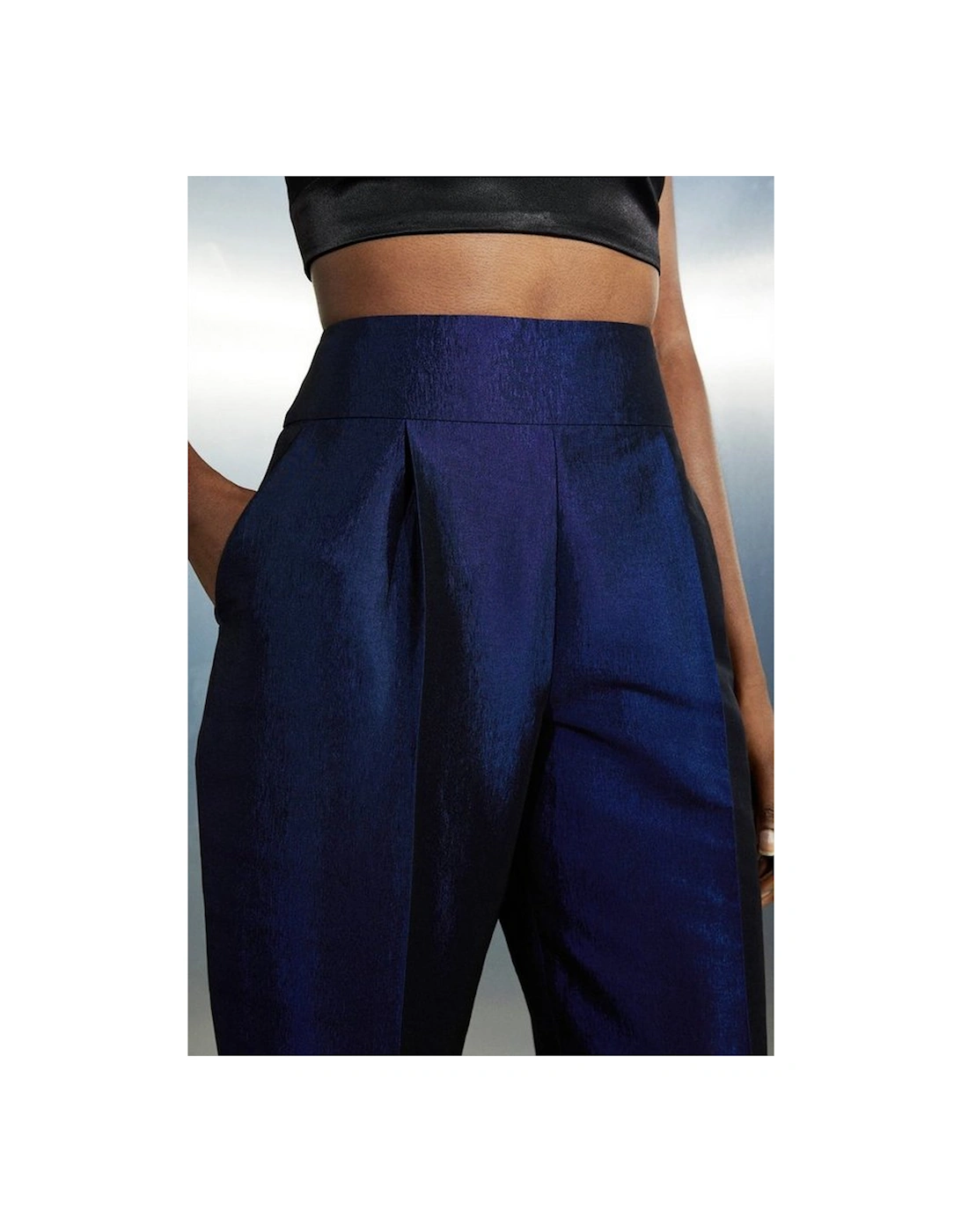 Tailored Wide Waistband Tapered Trousers