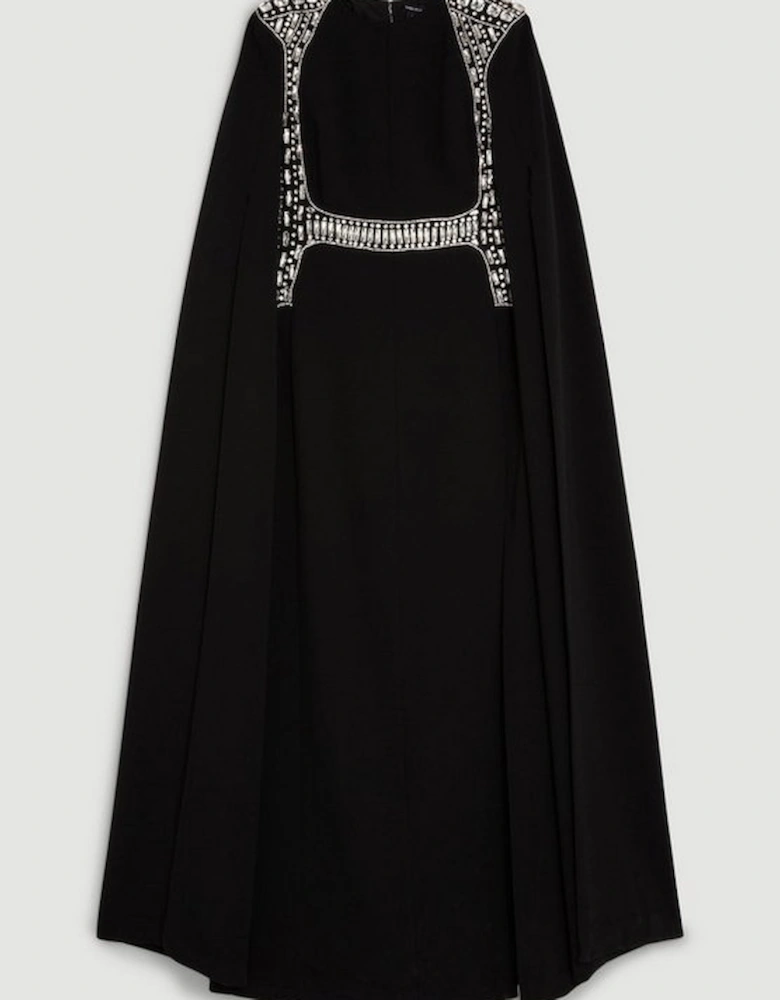 Embellished Caddy Cape Sleeve Woven Maxi Dress