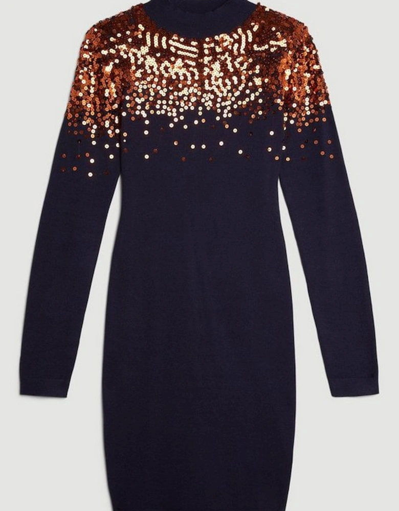 Viscose Blend Sequin Knit Mini Dress