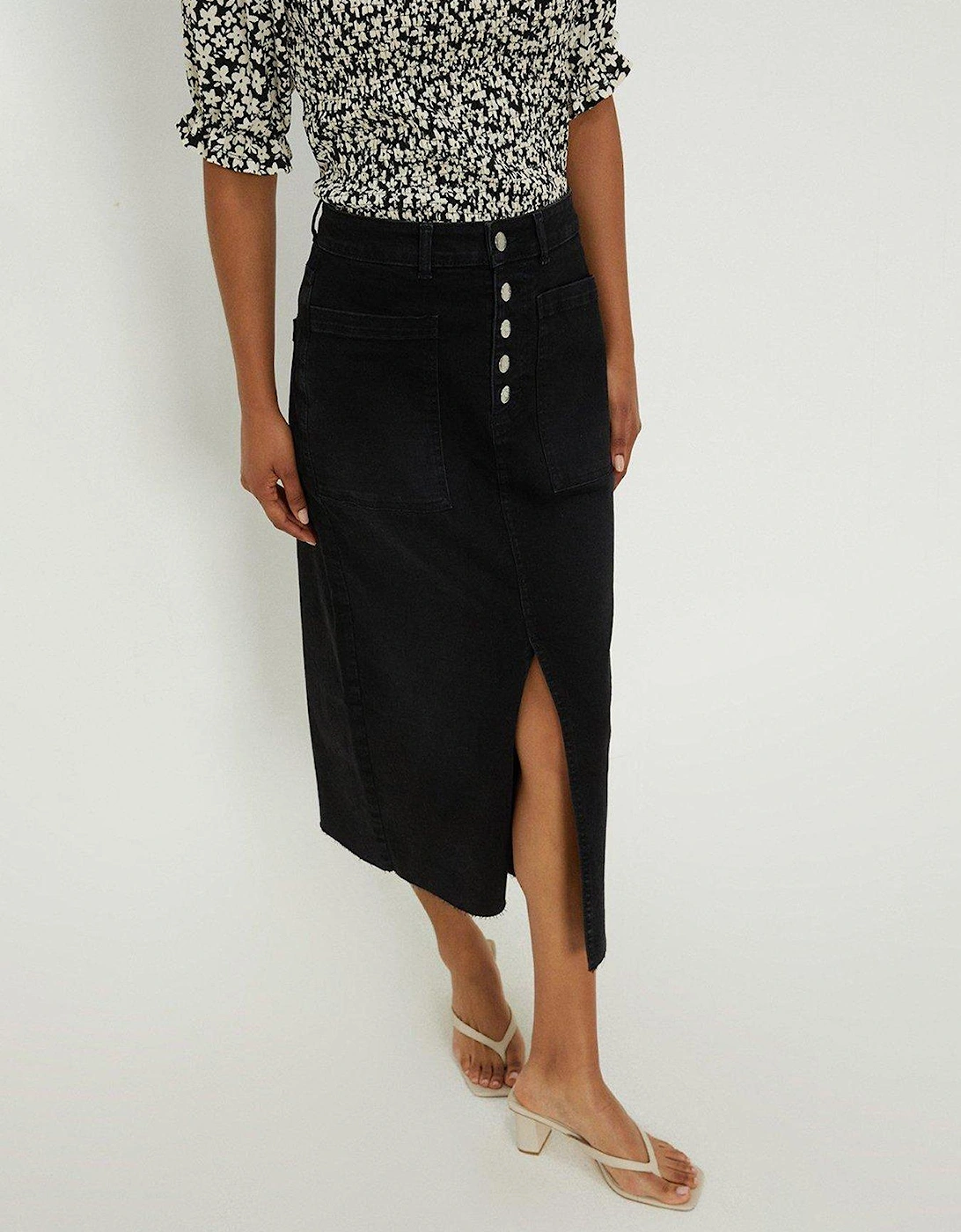 Button Down Midaxi Skirt - Black, 3 of 2